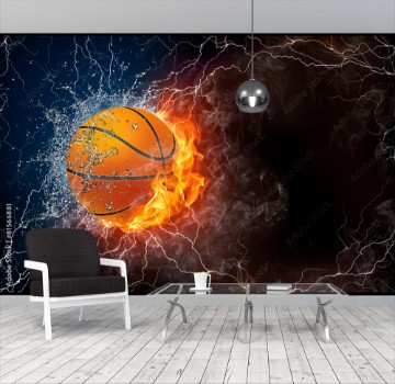 Picture of Basketball ball in fire and water